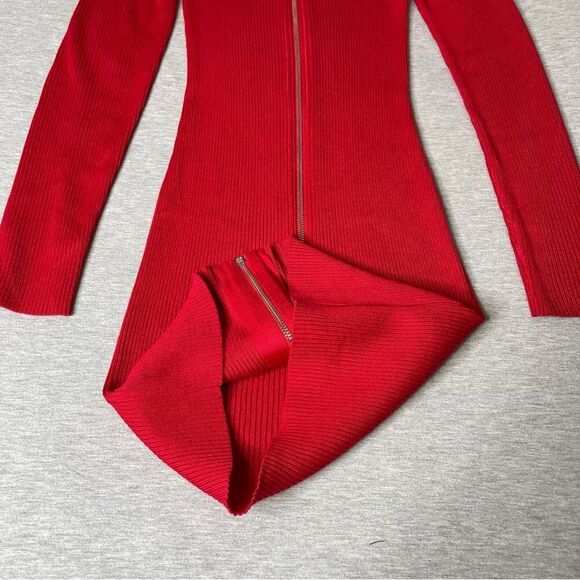 Macy’s Planet Gold Women’s Front Zip Ribbed Bodycon Dress - Picture 9 of 13